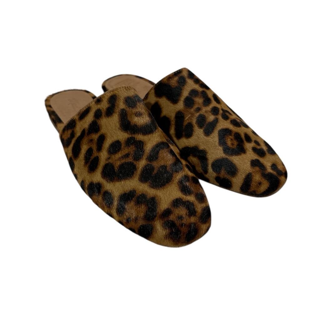 Madewell Womens 7 The Cory Mule Leopard Print Leather Flats Contemporary - Picture 2 of 8